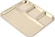 HOLIDYOYO Stainless Steel Divided Seasoning Plate Rectangular Tray for Barbecues Buffets Snacks Compartment Design for Serving Grilled Meats and Appetizers