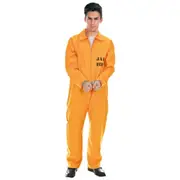 Adult Prisoner Costume Halloween Jail Convict Adult Outfit Orange Long Sleeve
