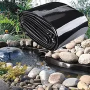 Garden Pond Liner 3x7m 4x4m 5x8m 6x10m Heavy Duty Leak-Proof Pond Lining Film for Natural Looking Ponds, Waterfall and Waterscape, Black Polythene Plastic Sheeting Damp Proof Membrane(6x8m(19.7x26.2ft
