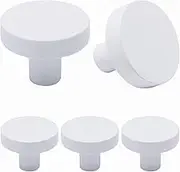 YuGtcen 5 Pack Modern White Zinc Alloy Cabinet Knobs, Kitchen Cupboard Drawer Pulls and Knobs, Round Knobs for Furniture Hardware