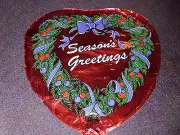 Seasons Greetings Heart Shaped Mylar Balloon