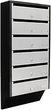Rottner Depot 6 Letter Box System Silver Black Cylinder Lock 2 Keys per Compartment Name Tag Holder Including Mounting Material 824 x 385 x 140 cm