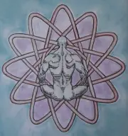 Nude male figure drawing Ink Pastel Print artist Jerome Cadd Dr. Manhattan Atom