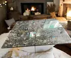 60" Labradorite Stone Dining Table Top Square Shape Hallway Centertop Home Decor