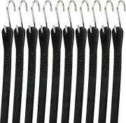 10 Pack 31 Inch Heavy Duty Flat Rubber Bungee Cords with Hooks for Cargo Tarps
