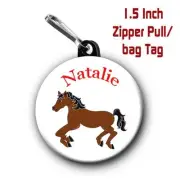 Horse ZIPPER PULL Two Personalized Zipper Pulls with Name of Your Choice