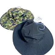 2 Boys Bucket Hat Sunhat Camo Black for Ages 4-7 One Size Wonder Nation NEW
