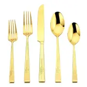 Frank Lloyd Wright Tree of Life Gold 18/10 Stainless Steel 20pc. Flatware Set