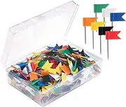 CANIGHT 100pcs Map Flag Push Pins Steel Tacks Plastic Flags for Travel Map Pins Back Random
