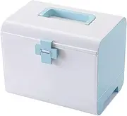 Medical First Aid Kit, Large-Capacity Multi-Layer Plastic Handle Storage Box Storage Box, Buckle Design Medical Supplies Divider, Suitable for Home Camping Trip Car First Aid Kit,Blue