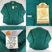 Deadstock Vintage Carhartt Chamois Shirt Men's XXL Green Heavyweight Button USA