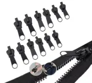 12Pcs Black Fix Zip Puller,Zip Slider Repair Instant Kit,Instant Zipper