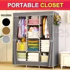 Large Portable Clothes Closet Canvas Wardrobe Storage Organizer with Shelves