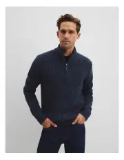 [Country Road] Merino Nep Half Zip Knit in Navy Multi