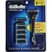 Gillette ProGlide Mens Razor, Includes 1 Handle, 6 Blade Refills (Packaging May