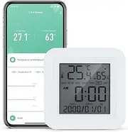 WiFi Tempe ure & H dity Sensor with Screen Digital Indoor Thermometer Hygrometer Room Hygr mograph Thermo-Hygrometer with Calendar White One Size