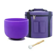 8 inch B Note Crown Chakra Purple Frosted Quartz Crystal Singing Bowl with Case
