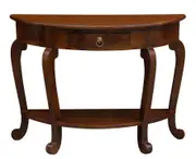 Emilie Cabriole Leg 1 Drawer Half Round Entry Table - Mahogany