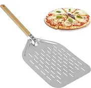 Pizza Peel 12 Inch, Perforated Aluminum Pizza Shovel with Long Handle Non-Stick Pizza Shovel for Homemade Bakery Baking Pizza, Bread