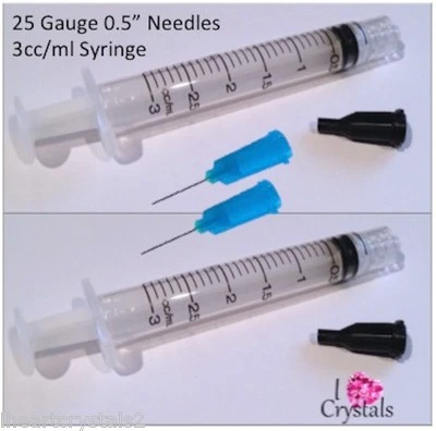 3cc 3ml syringe 25 gauge Blue Blunt Dispensing Needle Tips Glue Adhesive Liquids