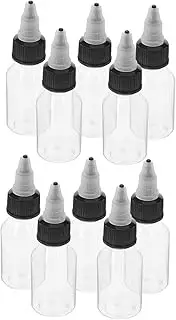 DINHEAROM 10pcs Clear Dropping Bottles with Caps Compact Refillable Liquid Containers for Hair Dye Tattoo Ink Essential Oils Watercolor Pigments for Travel and Office Use