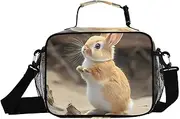 Cute Rabbit Stand Insulated Lunch Box for Women Men - Ideal for Work, Picnics - Includes Adjustable Shoulder Strap