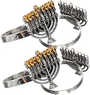 FIXOSHEE 4pcs Hanukkah Menorah Napkin Elegant Holders for Table Decoration for Holidays Parties Thanksgiving and Casual Gatherings