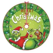 Merry Christmas Tree Skirt 48 Inches Green Xmas Tree Skirt, Funny Winter Holiday Party Indoor Decoration Home Decor