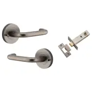 Oslo Lever Round Rose (Inbuilt Privacy) Distressed Nickel