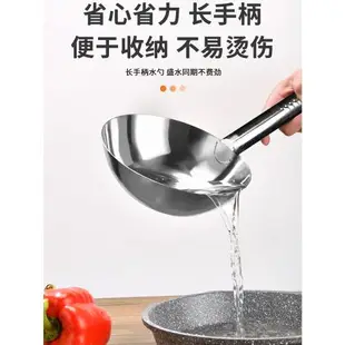 水瓢不銹鋼瓢家用水勺子廚房拌涼菜瓢大號湯瓢長柄舀水瓢食堂老式