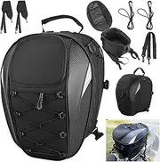 EYPINS Motorcycle Helmet Backpack, 900D Oxford Waterproof Helmet Bag, 43x29x30cm Large Capacity Luggage Backpack with Reflective Stripes Security for Motorbike (Black+Silver), Black With Silve,