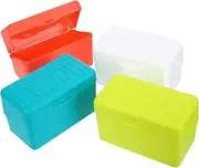 jojofuny 4Pcs Plastic Index Card Holder Flash Card Organizer Notecard Storage Box for School Office Home for Business Recipes Important Documents