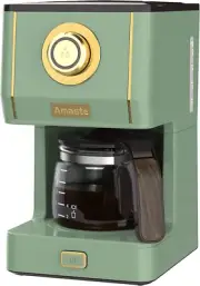 Amaste Retro Drip Coffee Maker 25Oz Glass Pot 3 Brew Modes Reusable Filter Green