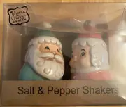 JOHANNA PARKER SALT & PEPPER SHAKERS SANTA MRS CLAUSE FIGURINE SET
