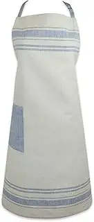 DII Cotton French Stripe Kitchen Chef Apron with Pocket and Extra-Long Ties, 33 x 28 French Country Farmhouse Men & Women Apron for Cooking, Baking, BBQ-Nautical Blue
