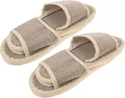 Vaguelly 2Pairs Beige Slip Eva Slippers for Home Hotel Use Lightweight Cotton Linen Design Non Slip Summer Slippers for Indoor Shower Use