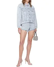 Button denim coat XXS light blue