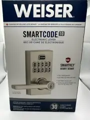 NEW! Weiser SmartCode 10 Electronic Lever Deadbolt Lock - Satin Nickel Finish