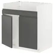 METOD base cab f HAVSEN double bowl sink, white/Voxtorp dark grey, 80x60x80 cm