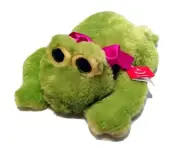 Aurora World Frog Green Yellow 12" New With Tags Lying Down Plush Stuffed Toy