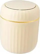 DimyFew Office Wastebasket with Lid, Compact Design for Home and Vehicle, Yellow, as described