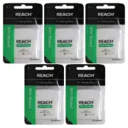 REACH Waxed Dental Floss – Refreshing Mint Flavor, 55 Yards, 5 Pack