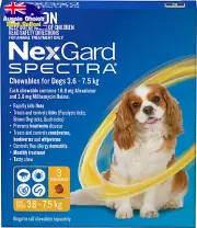 Spectra Chewables Dogs 3.6-7.5kg Flea Tick Treatment Pack of 3