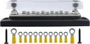 Generic Power Distribution Block Bus Bar with Cover Accessories Convenient Assemble Sturdy DC 12-48V 150A for Car and Marine Boat Wiring, Black