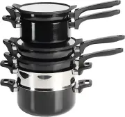 Elite Grayson Stackable Platinum Nonstick Forged Aluminum Induction Cookware Set