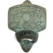 Cast Iron BEER O'CLOCK BOTTLE OPENER Home Man Cave Garage or Poolside Bar