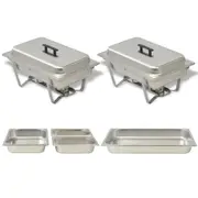 2 Piece Chafing Dish Set Stainless Steel vidaXL