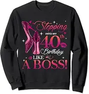 [X.Style] Womens Chapter 40 Fabulous Since 1983 40th Birthday Queen Sweatshirt ds2040 Sweater (2XL) Black