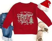 [CAZYCHILD] Toddler Boys Girls Christmas Sweatshirt Xmas Tree Shirt Kids Leopard Graphic Long Sleeve Pullover Tops