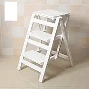Outdoor Home Dual-Purpose Step Stool,Multi-Function Ladder Chair Indoor Mobile Climbing Ladder Dual-Use Three-Step Climbing Ladder,White